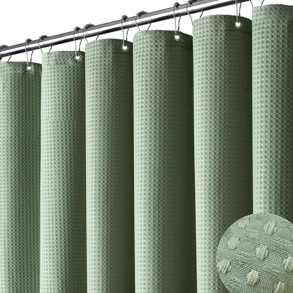 Dynamene Sage Green Waffle Shower Curtain