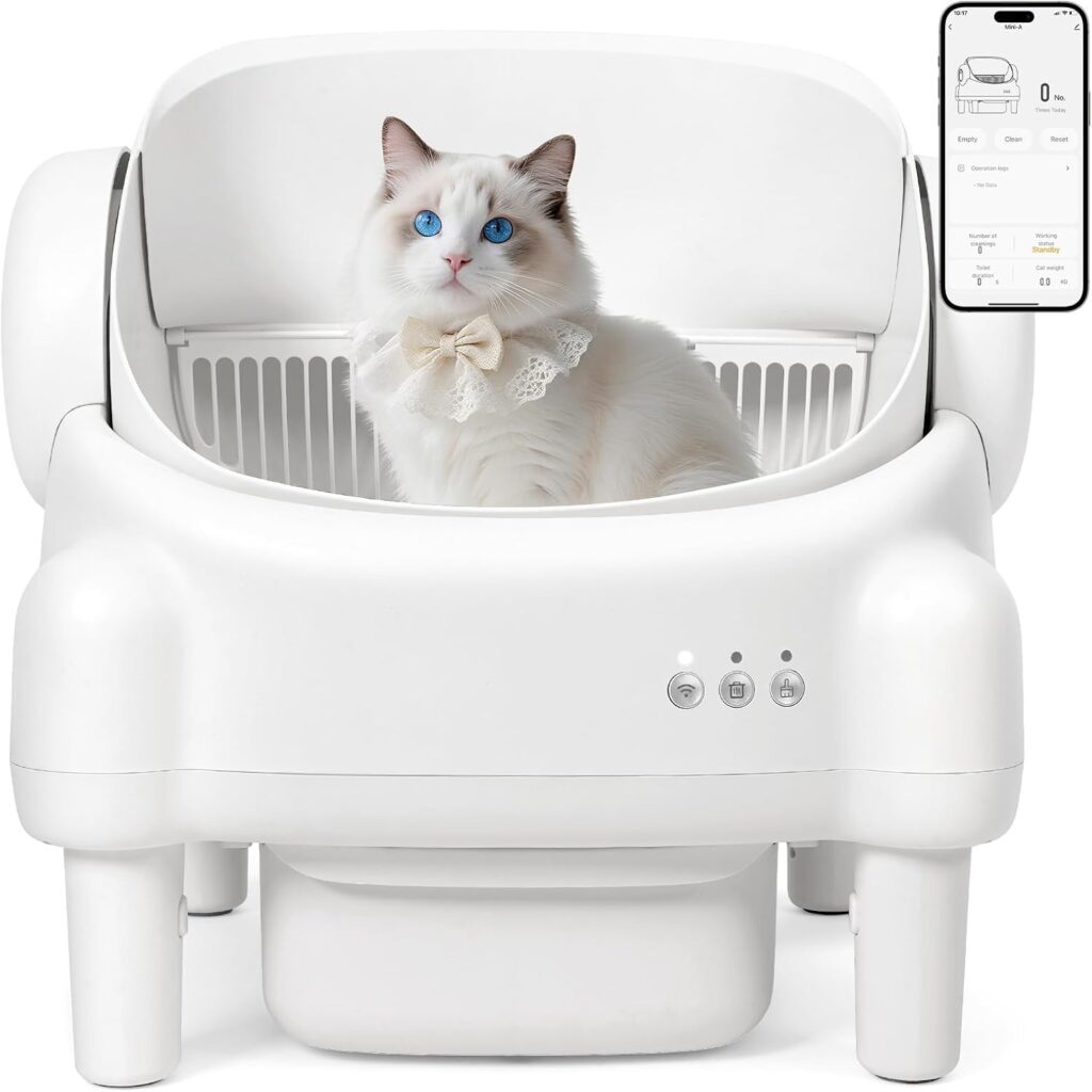 Self Cleaning Litter Box, Open Top Automatic, Cream White