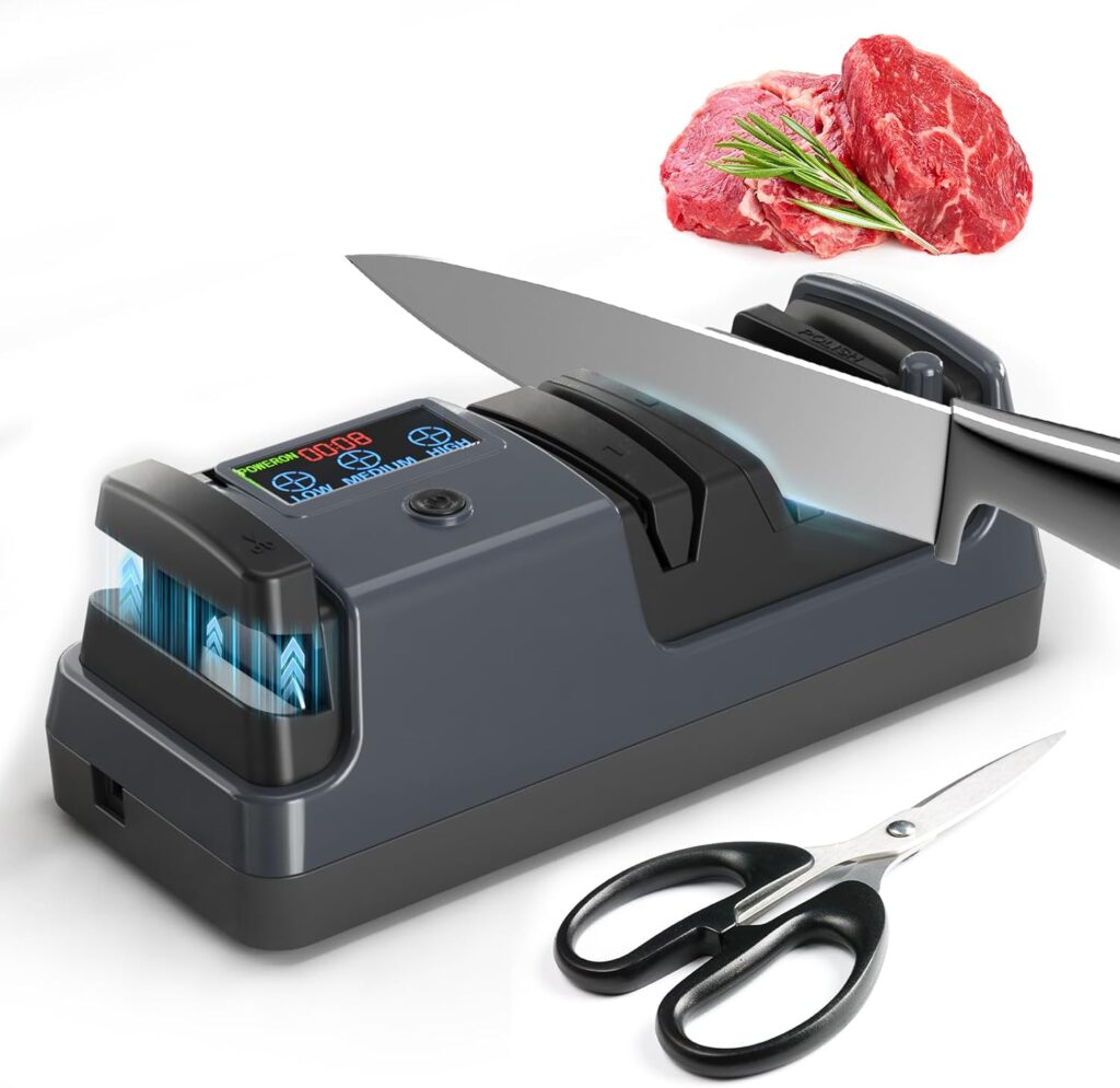 Electric Knife Sharpener with Adjustable Angles