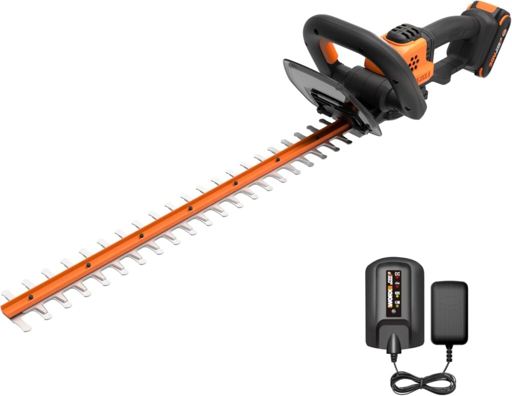 WORX Cordless Hedge Trimmer, Electric Hedge Trimmer with Dual-Action Blades