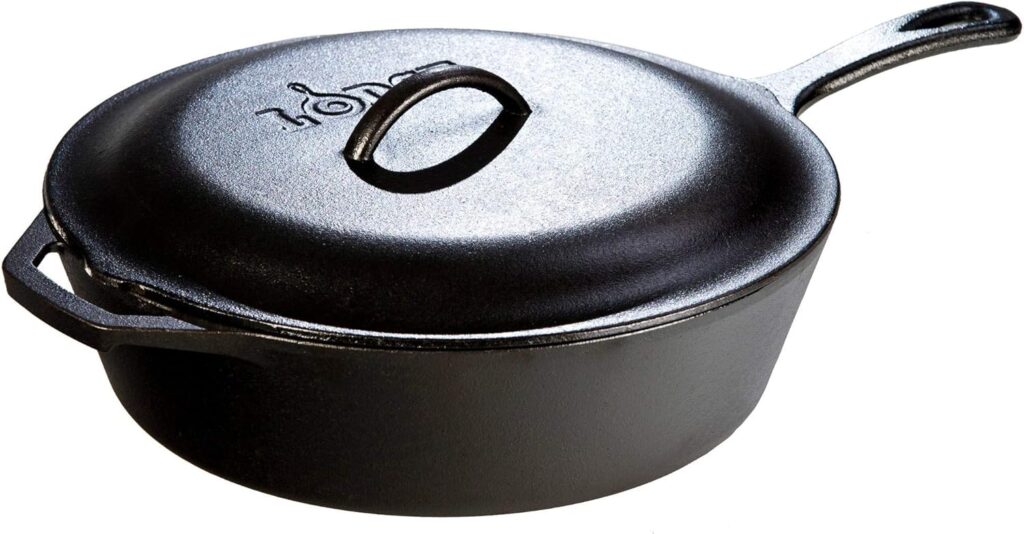 Lodge L10CF3 5 Qt. Deep Covered Cast Iron Skillet